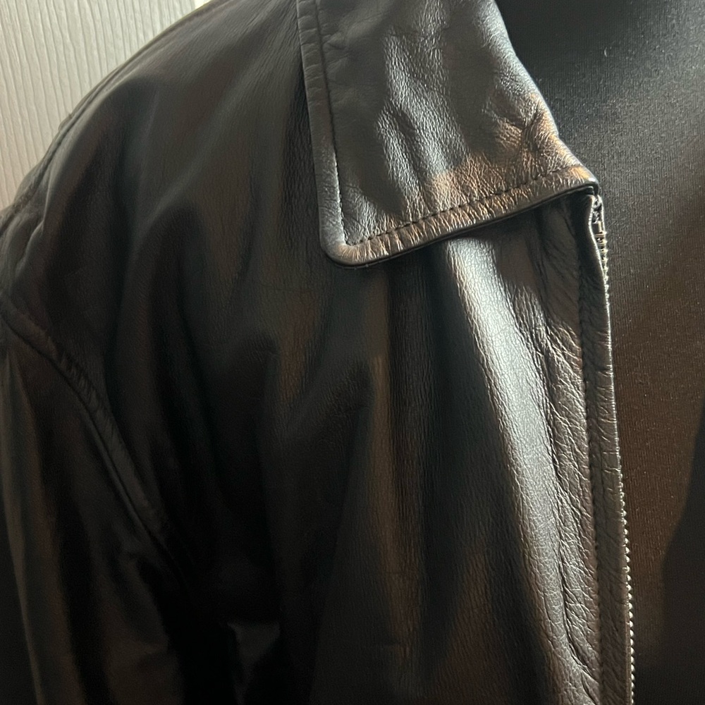 Ralph Lauren Black Leather Zip-Front Jacket - Picture 4 of 13